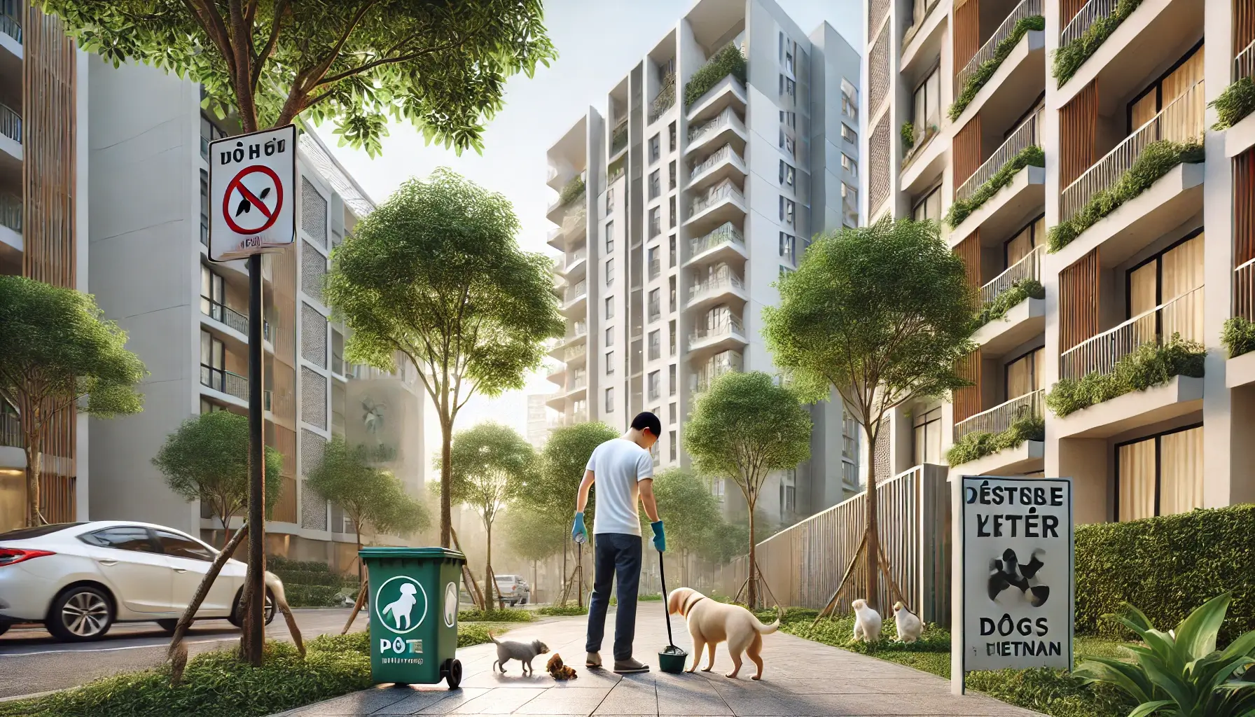 Người nuôi chó mèo đảm bảo vệ sinh môi trường tại vinhomes smart city