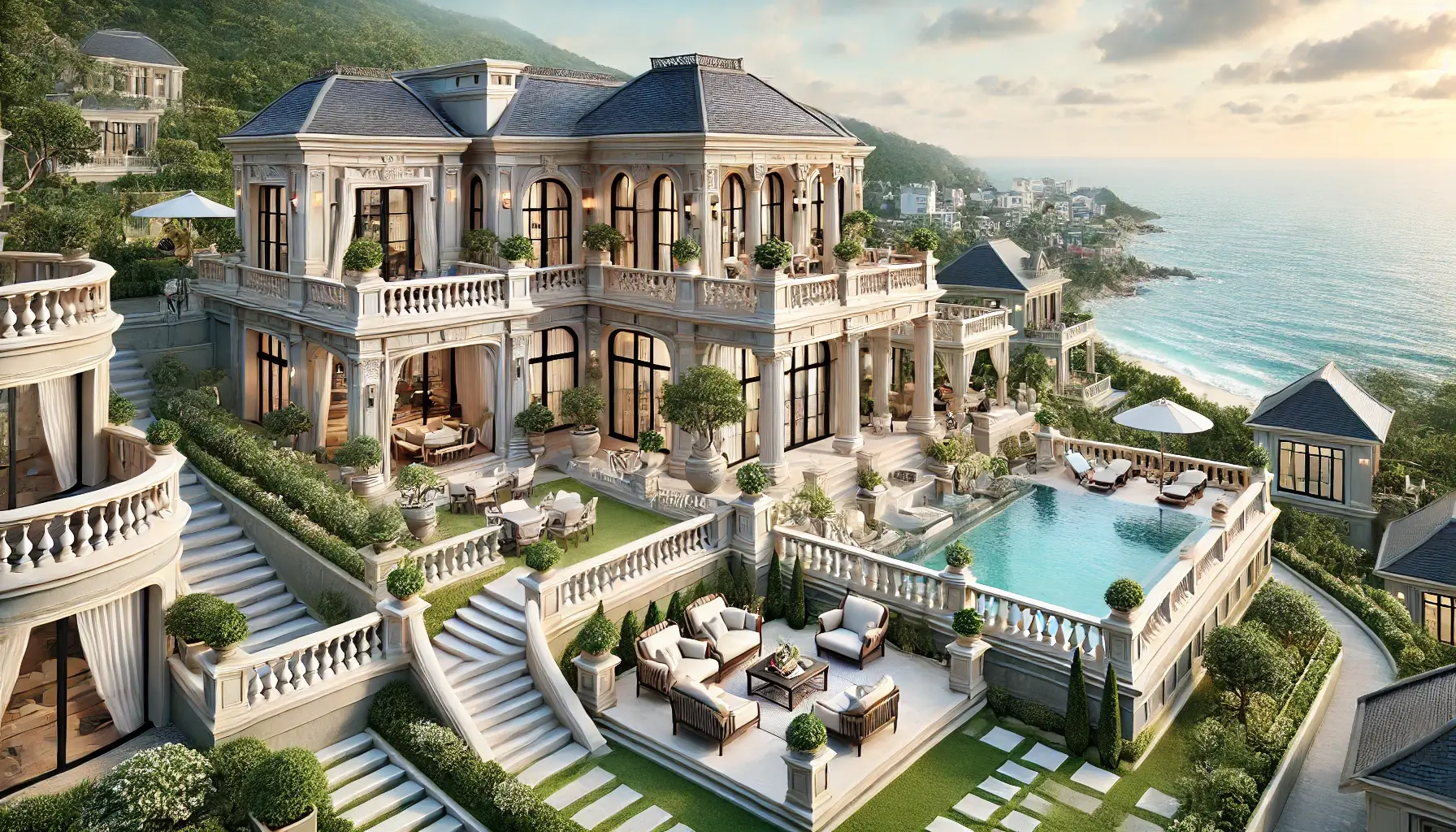 Royal European-style seaside villa