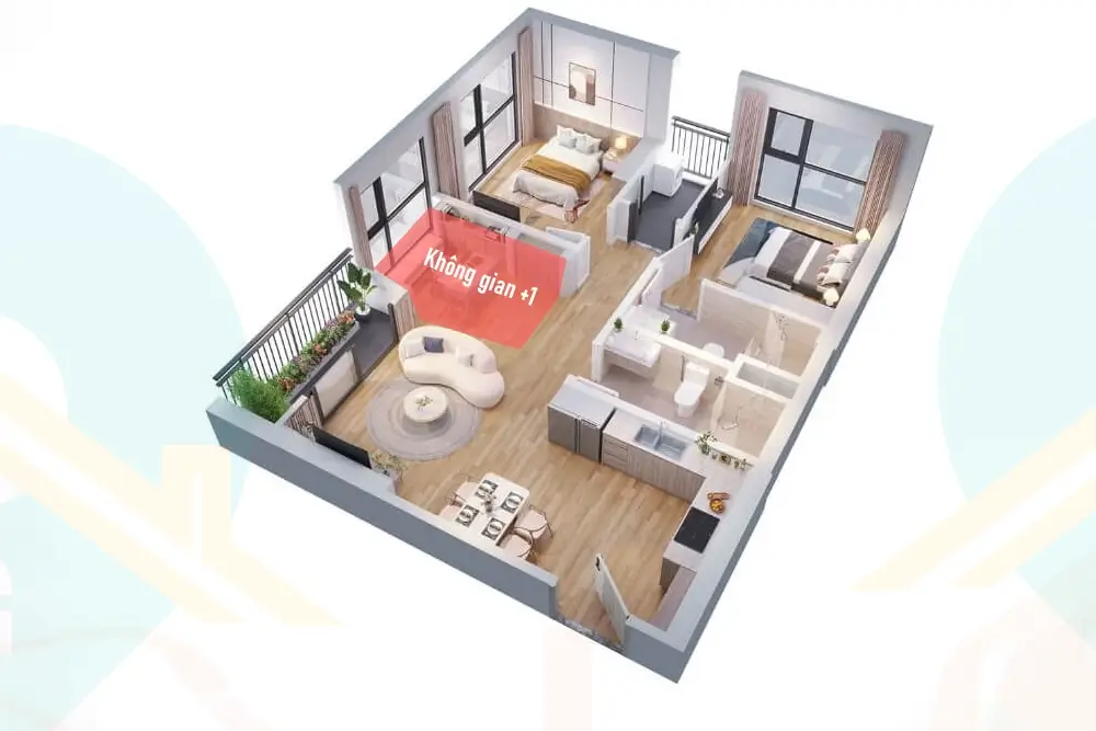 2-bedroom +1 apartment