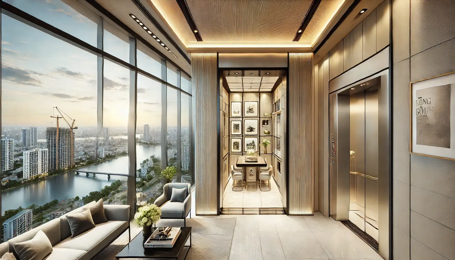 Private elevator apartment directly opens to the living room