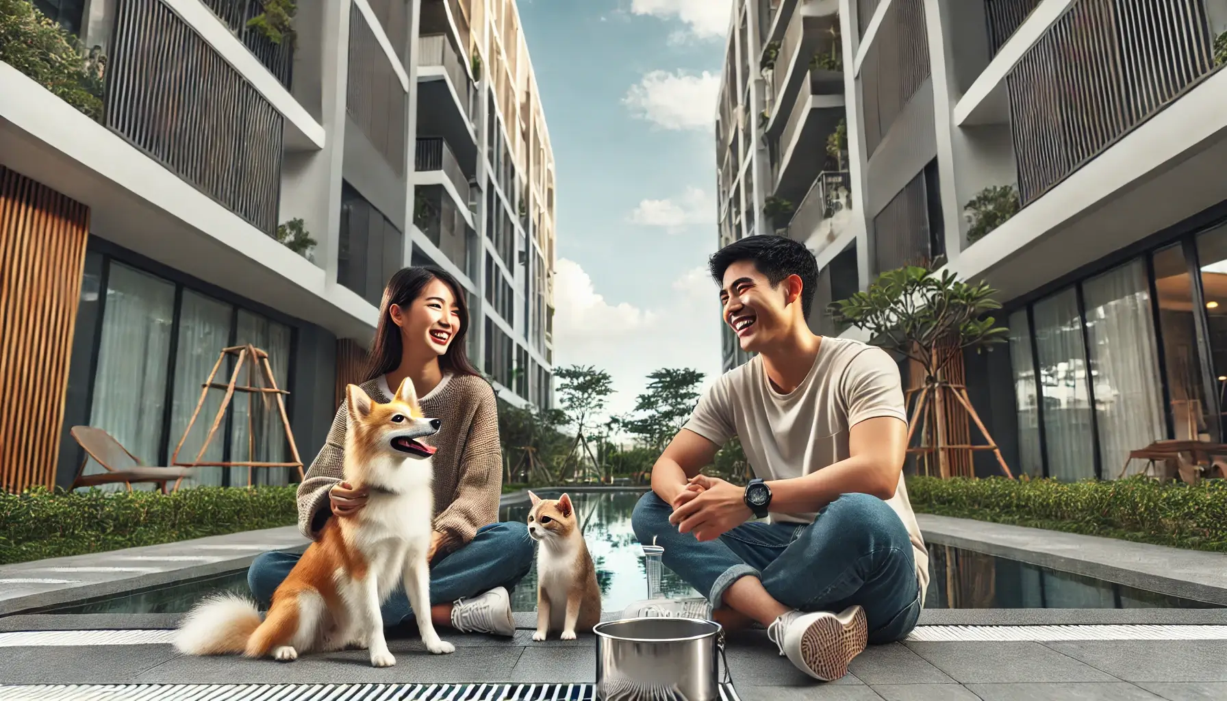 một người xây dựng mối quan hệ tốt với hàng xóm khi nuôi chó mèo ở vinhomes smart city