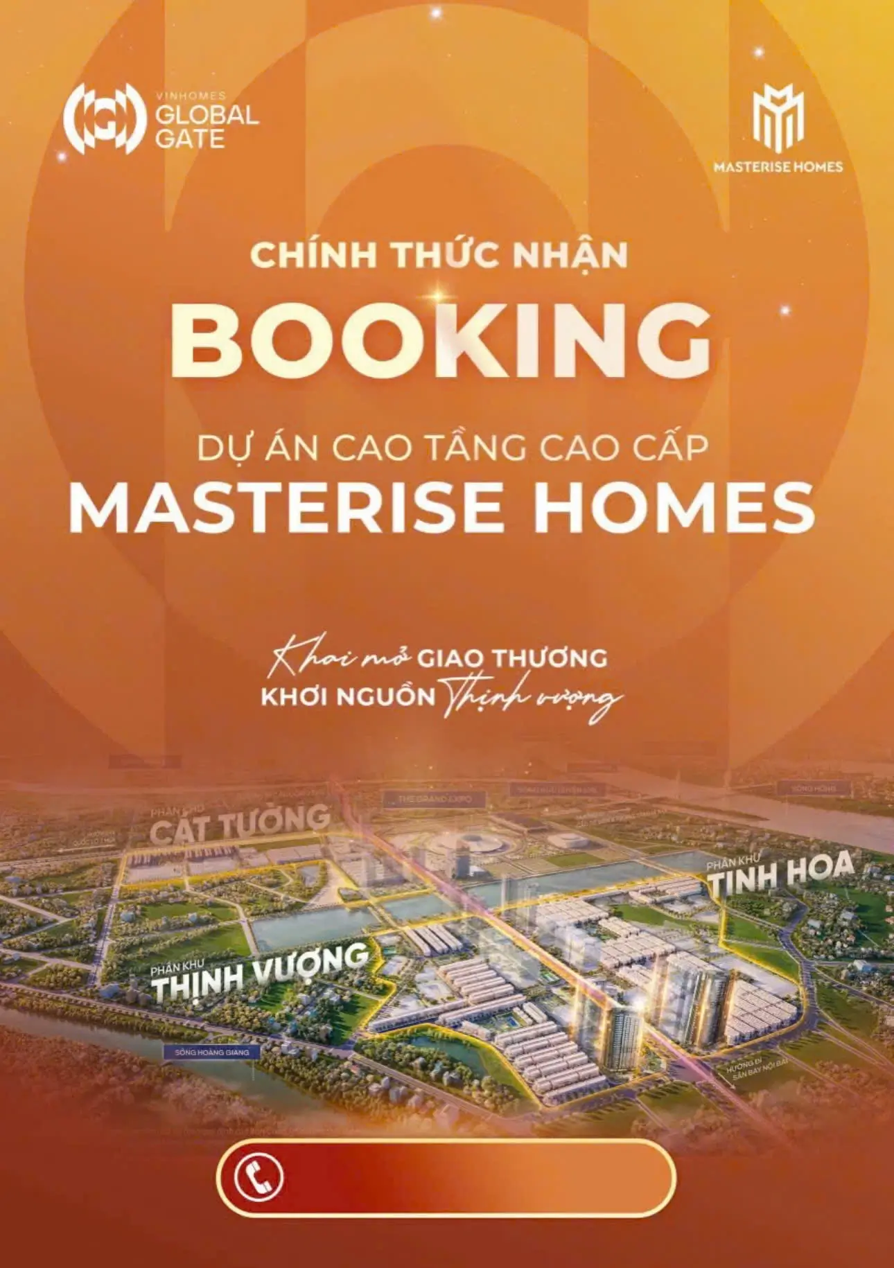 Chủ đầu tư Masterise Homes cho booking bất động sản chung cư tại vinhomes cổ loa